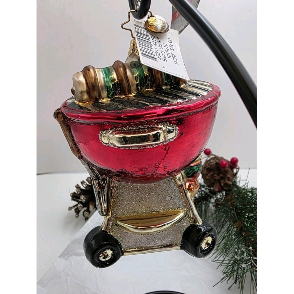 Christopher Radko Saucy Cooker 1016270 BBQ Grill Glass Ornament 2012 Poland 5"